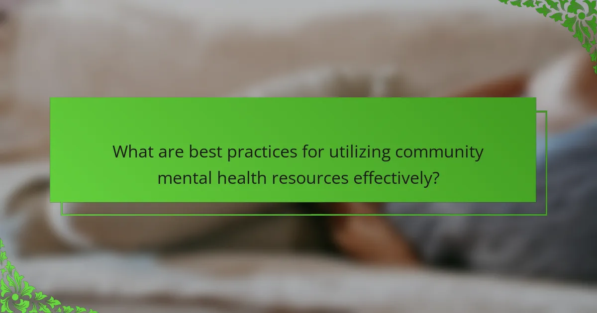 What are best practices for utilizing community mental health resources effectively?