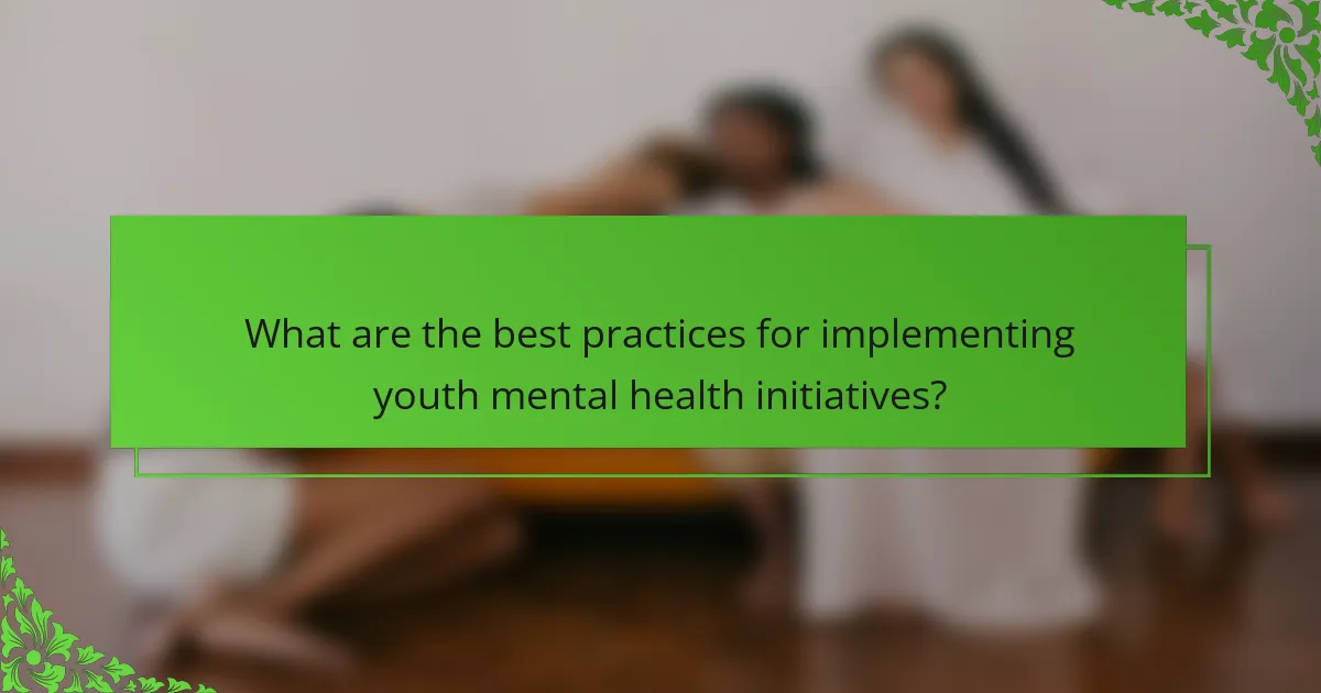 What are the best practices for implementing youth mental health initiatives?