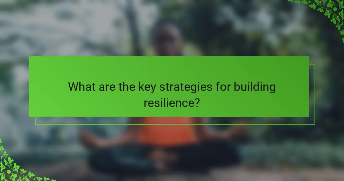 What are the key strategies for building resilience?