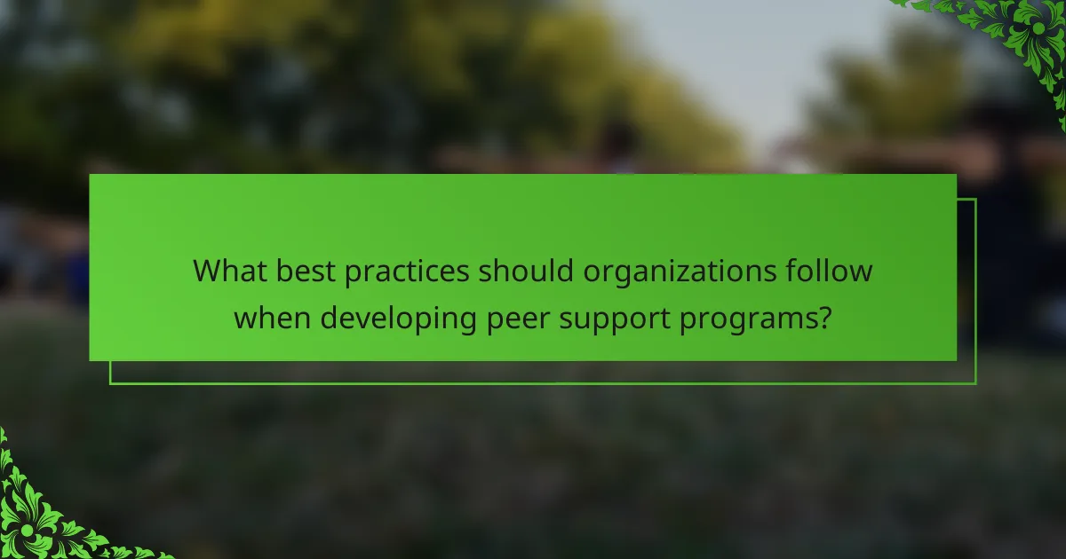 What best practices should organizations follow when developing peer support programs?