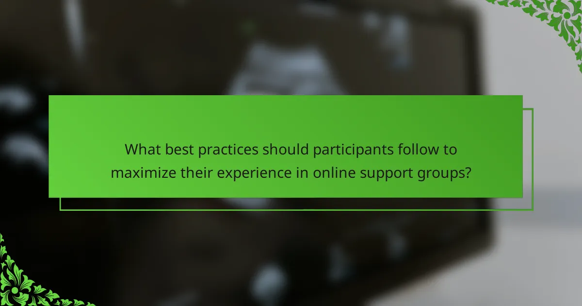 What best practices should participants follow to maximize their experience in online support groups?