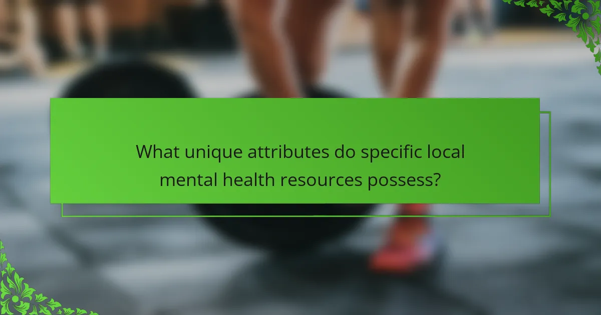What unique attributes do specific local mental health resources possess?