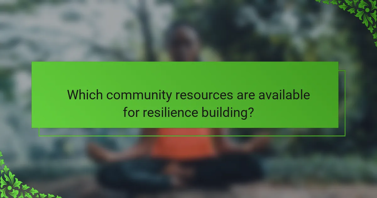 Which community resources are available for resilience building?